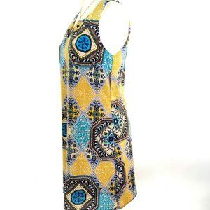 Fab'rik Yellow Sheath Dress Geometric Print Size M